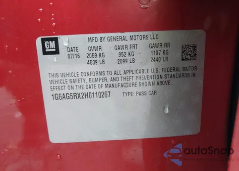 2017 Cadillac Ats Standard z USA, uszkodzony, nr VIN 1G6AG5RX2H0110267